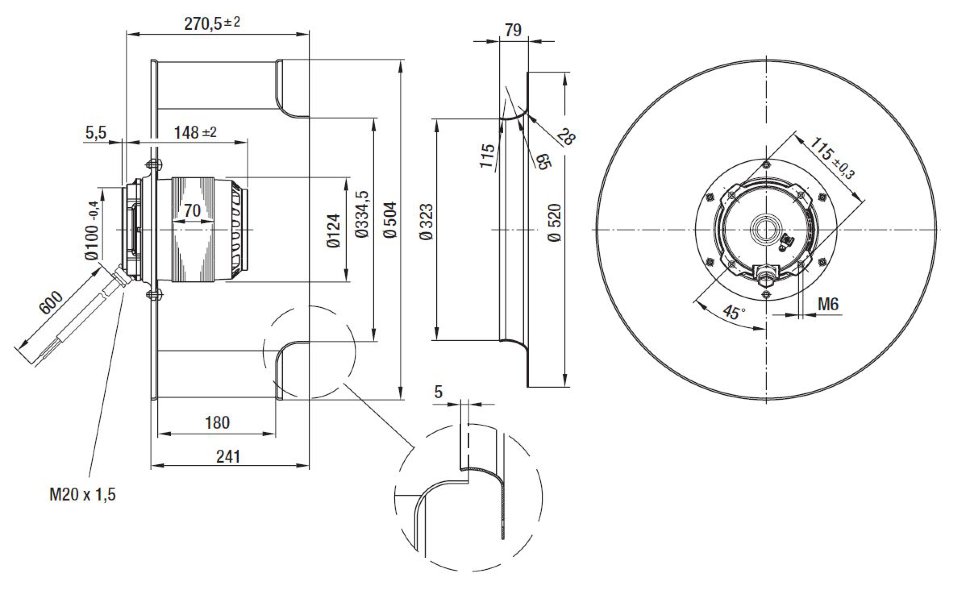 Вентилятор Ebmpapst R6E500-AB05-06 центробежный
