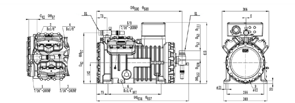 Технический чертёж компрессора RDL RSH4G-20.2LP