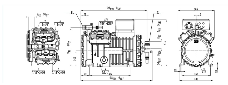 Технический чертёж компрессора RDL RSH4H-25.2MP