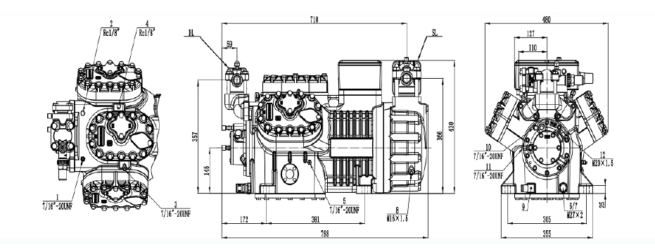 Технический чертёж компрессора RDL RSH6G-30.2LP