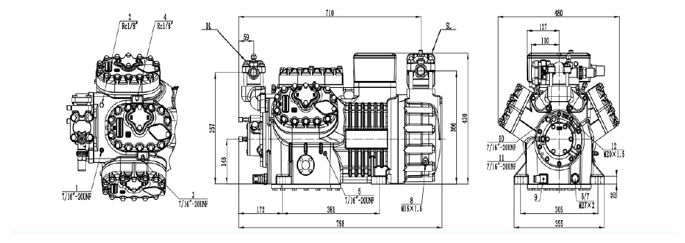 Технический чертёж компрессора RDL RSH6G-40.2MP