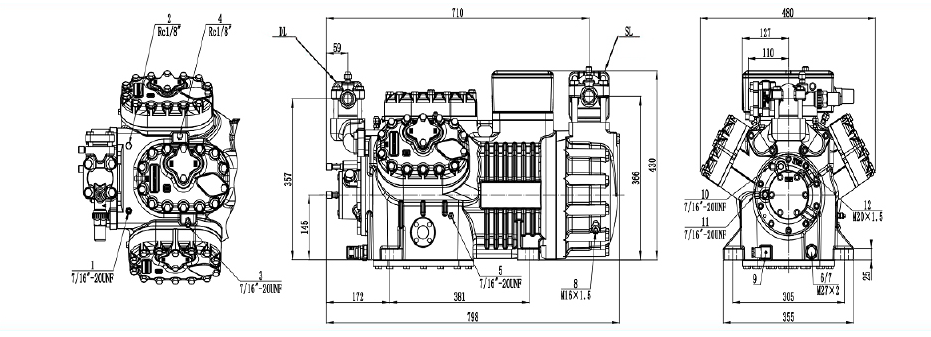Технический чертёж компрессора RDL RSH6F-50.2MP