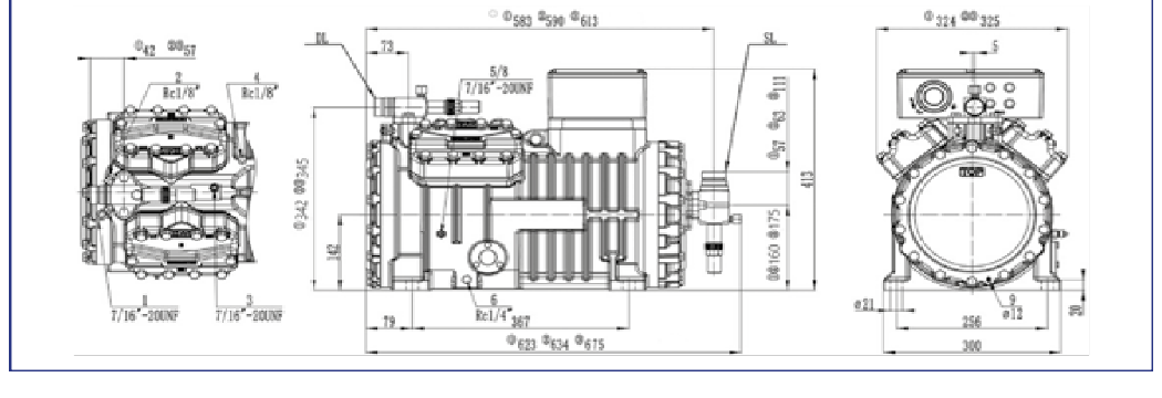 Технический чертёж компрессора RDL RSH4VCS-6.2LP