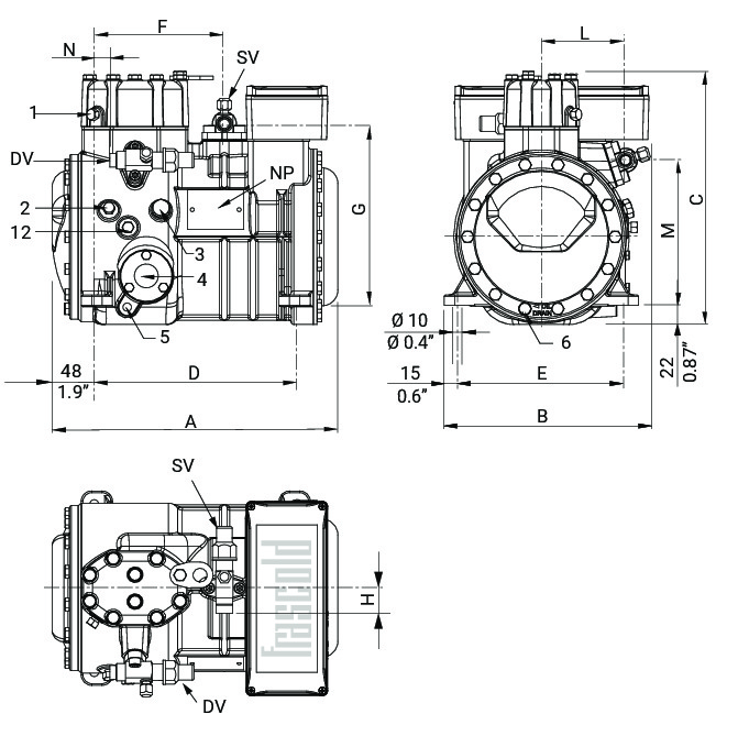 B2-10.1Y Frascold компрессор поршневой (1,5 кВт)