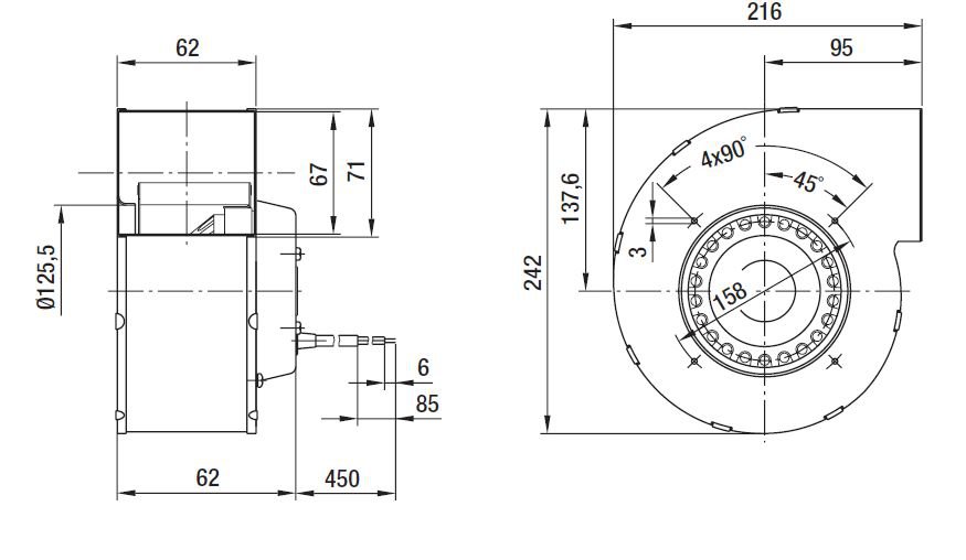 Вентилятор Ebmpapst G2E140-DI52-01 центробежный
