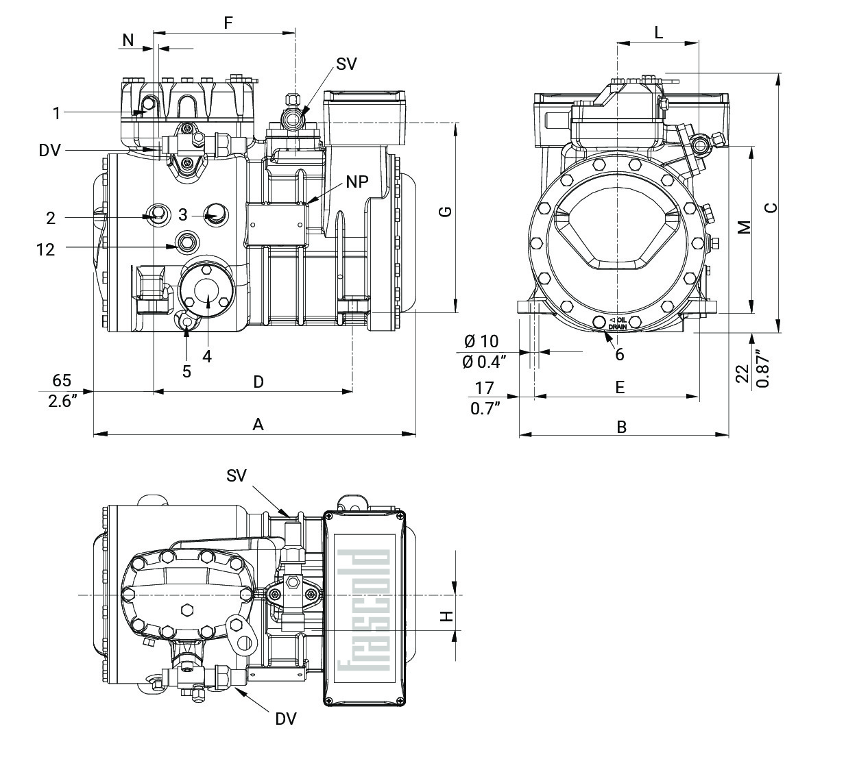 D2-11.1Y Frascold компрессор поршневой (1,5 кВт)