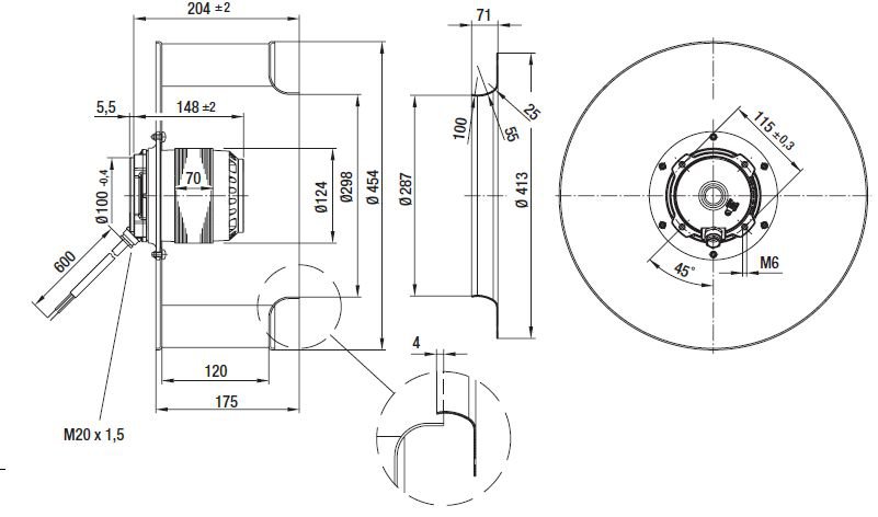 Вентилятор Ebmpapst R4D450-AD22-06 центробежный
