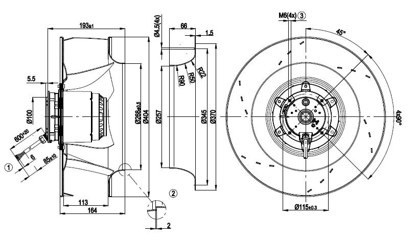 Вентилятор Ebmpapst R4E400-AP17-06 центробежный