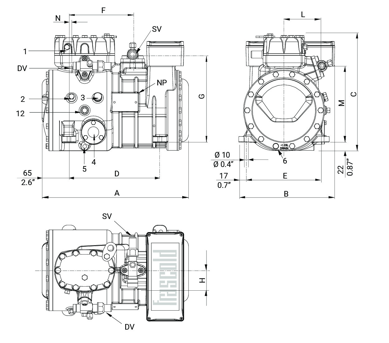 D3-13.1Y Frascold компрессор поршневой (2,2 кВт)