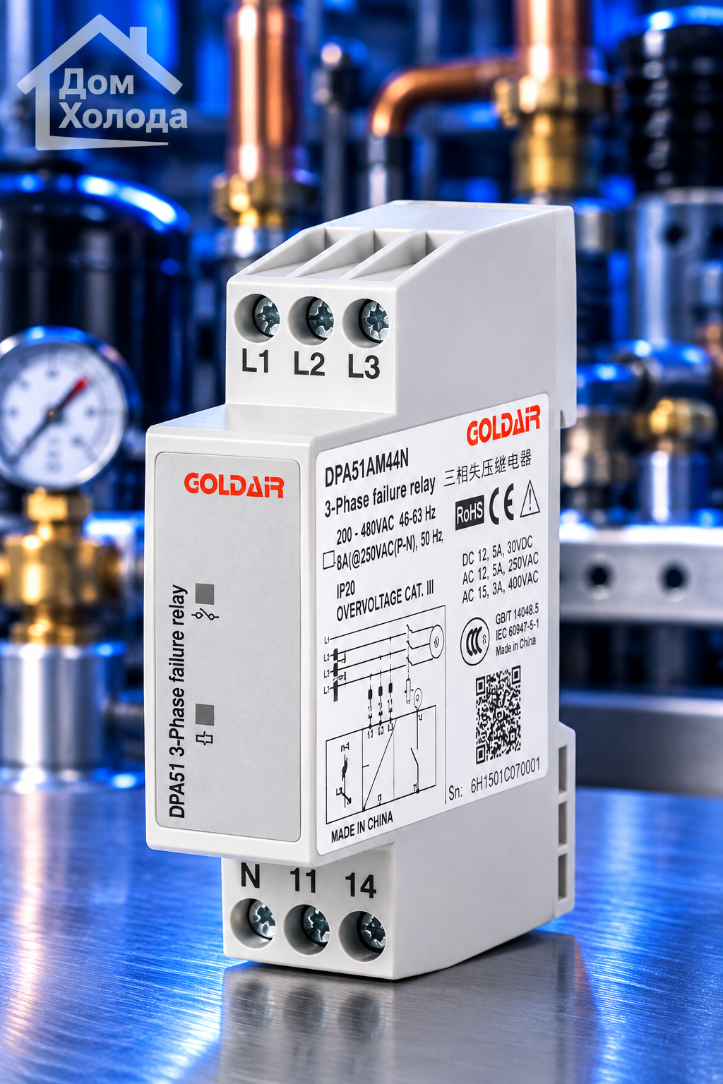 Реле контроля фаз и нейтрали Goldair DPA51AM44N