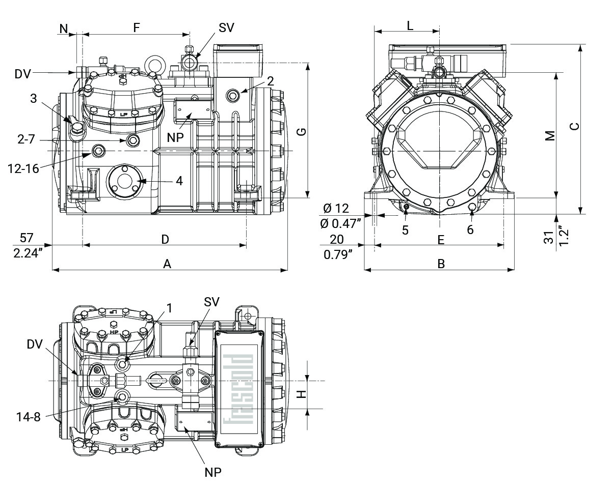 Q7-36.1Y Frascold компрессор поршневой (5,5 кВт)