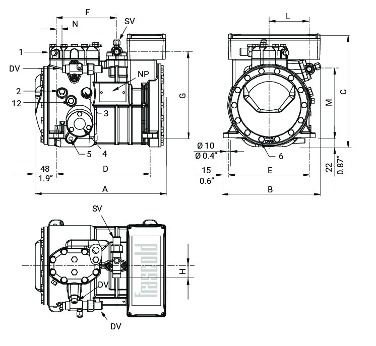 A05-4Y (CH) Frascold компрессор поршневой (0,37 кВт)