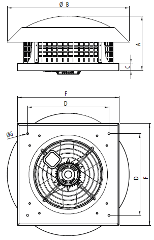 Вентилятор Bahcivan BACF 800 крышный с горизонтальным выбросом