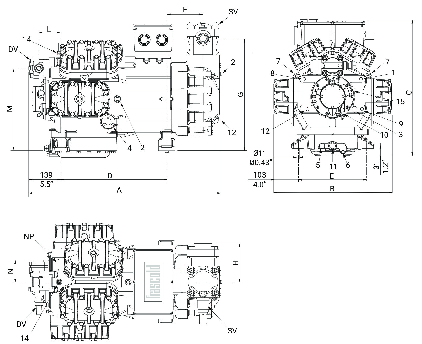 W75-228Y Frascold компрессор поршневой (55,5 кВт)