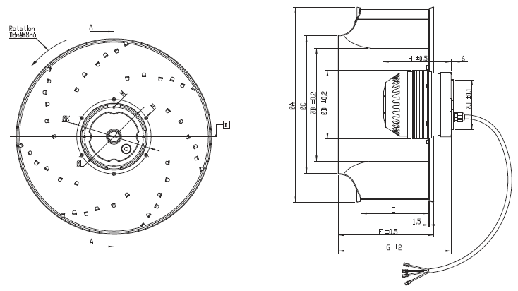 Рабочее колесо Bahcivan BDRKF 315 с загнутыми назад лопатками