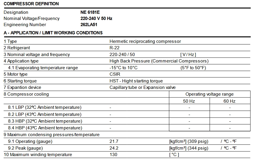 NE 6181E компрессор Embraco