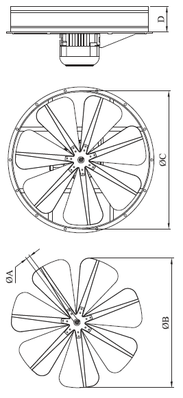 Вентилятор Bahcivan BA7T 800 осевой